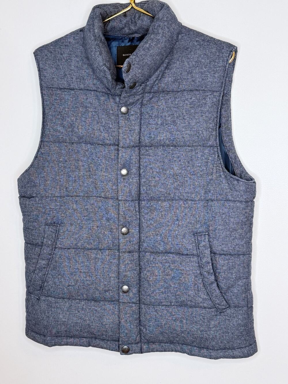 Banana Republic Heather Blue Quilted Puffer Vest Size M